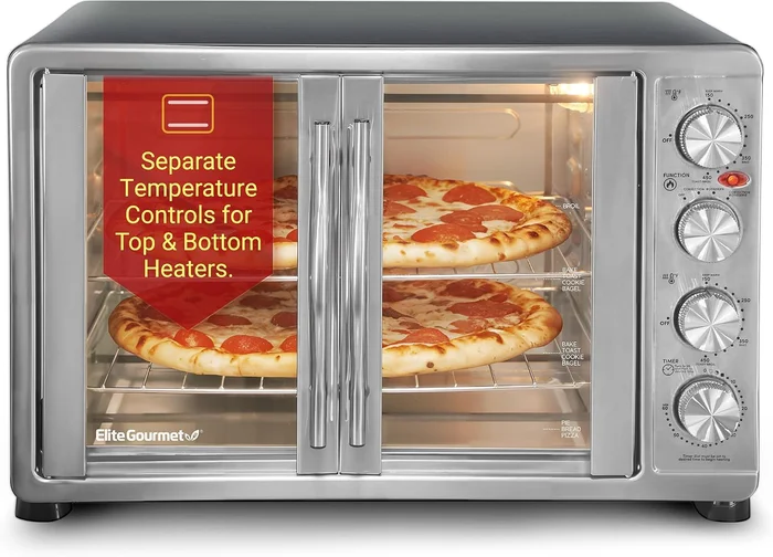 Elite Gourmet ETO4510B French Door Convection Oven 47.5Qt Stainless St