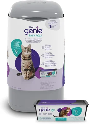 Litter Genie Easy Roll Pail with Easy Roll Refill 24 Bags for Convenie