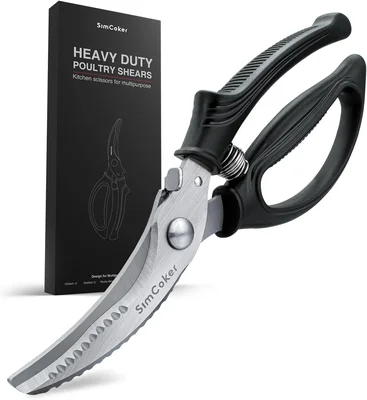 Heavy Duty Kitchen Shears with Anti-Slip Handle and Safety Lock for Po