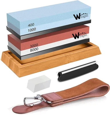 Wucgea Knife Sharpening Stone Kit 400/1000 3000/8000 Grit Japanese Whe
