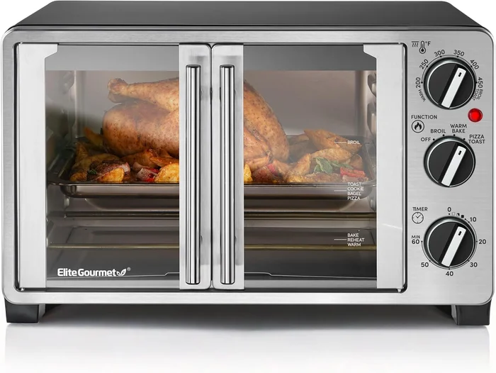 Elite Gourmet ETO2530M Double French Door Oven 25L 12 Inch Pizza Capac