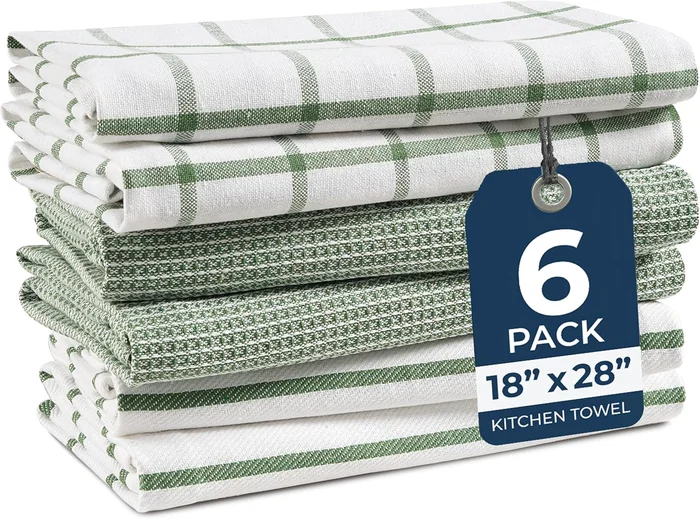 LANE LINEN 100% Cotton Tightly Woven Dish Towels for Kitchen 6 Pack Ol