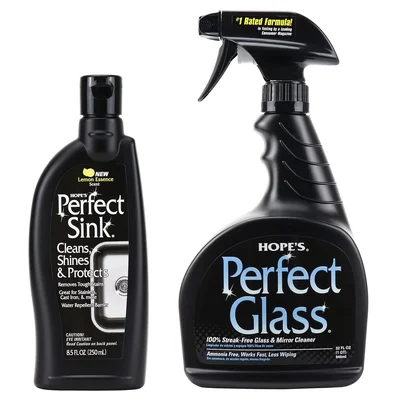 HOPE'S Perfect Sink Cleaner and Polish with Glass Cleaner Spray Bundle