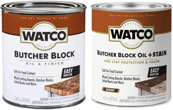 Watco Butcher Block Oil Finish Clear and Watco Butcher Block Oil Plus 