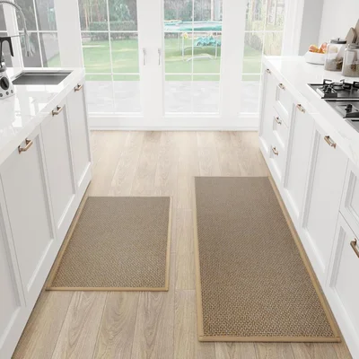 SUMLANS Kitchen Mat Set of 2 PCS Cushioned Non Slip Rugs for Kitchen F
