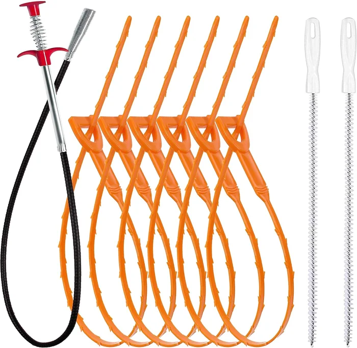 Drain Snake Hair Clog Remover Tool Set with Deep Cleaning Kit for Kitc