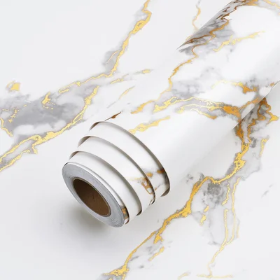 LACHEERY Thick White Marble Contact Paper for Countertops Waterproof P