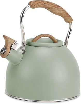 Vegoran 100 OZ 3 Liter Whistling Tea Kettle with Wood Pattern Folding 