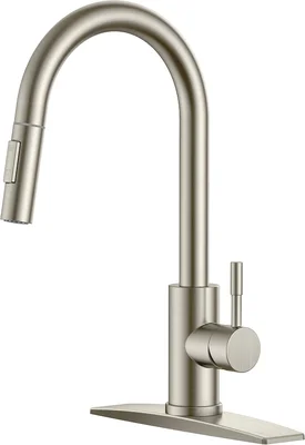 FORIOUS Kitchen Faucet with Pull Down Sprayer Modern Brushed Nickel De