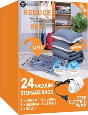 GONGSHI Vacuum Seal Bags for Clothing Travel & Home Storage, Travel Va