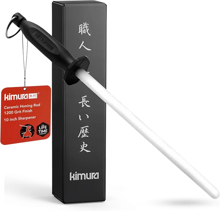 Kimura Professional 10 Inch Ceramic Honing Rod for All Chef Knives wit