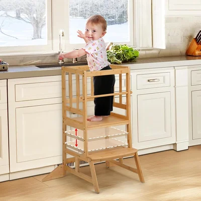 COSYLAND Adjustable Height Toddler Standing Tower Kitchen Stool Helper