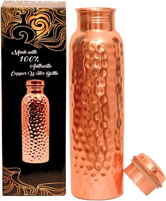 Ayurvedic 100% Pure Copper Water Bottle 34oz Handcrafted Leak-Proof Li