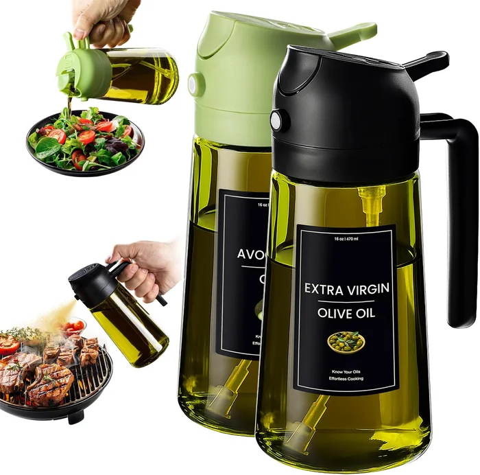 CXINYI 16oz 470ml Olive Oil Dispenser for Kitchen with Stickers, 2 in 