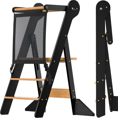 COSYLAND Foldable Toddler Standing Tower Kitchen Step Stool for Kids