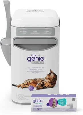 Litter Genie Platinum Stainless Steel Pail with Easy Roll Refill for C
