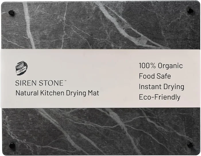 Natural Stone Dish Drying Mat 18 by 14 Slate Color Quick Drying Non-To