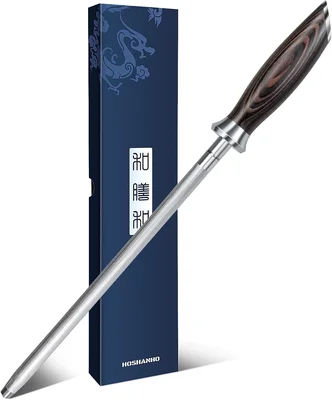 HOSHANHO 10 Inch Professional Kitchen Knife Sharpener Rod for Daily Us
