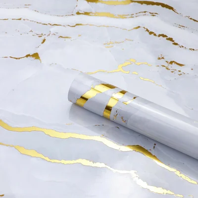 SOON AFTER Gold Marble Contact Paper Glossy Thick Peel and Stick Wallp