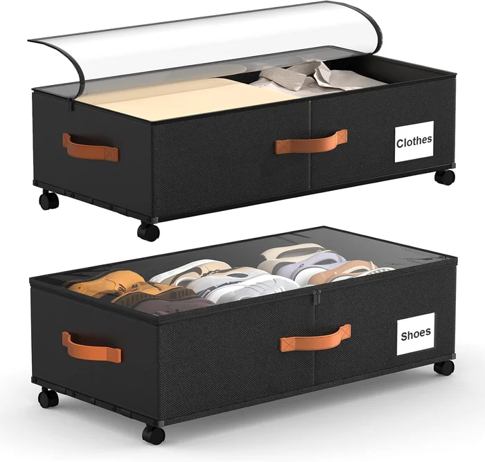 Eastherry Under Bed Storage Containers with Wheels for Shoes Blankets 