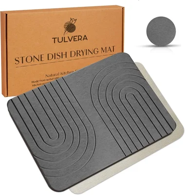 Stone Dish Drying Mat for Kitchen Counter Diatomaceous Earth Drying Ma