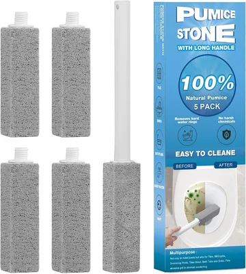 5 Packs Pumice Cleaning Stone with Extra Long Handle, Pumice Stone for