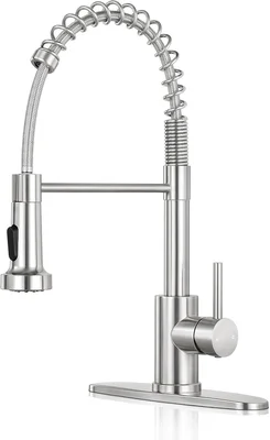 Durable Kitchen Faucet with Pull Down Sprayer Brushed Nickel Finish