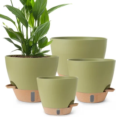 Self Watering Pots for Indoor Plants 12 10 9 8 Inch Plastic with Reser