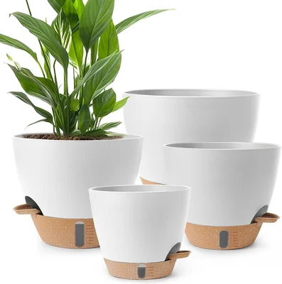 Self Watering Pots for Indoor Plants 12 10 9 8 Inch Plastic with Reser
