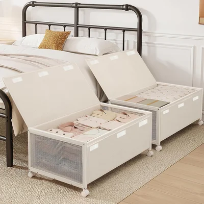 Fokyfok 2-Pack Under Bed Storage Containers 12 Inch Height 31 Inch Lon