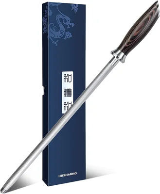 HOSHANHO 12 Inch Professional Kitchen Knife Sharpener Rod for Home Coo