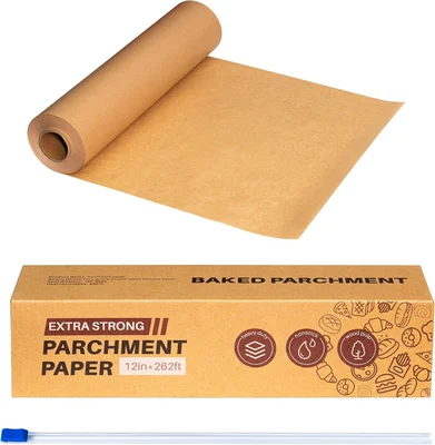 Unbleached 12in x 262ft Parchment Paper Roll with Built-in Slide Cutte