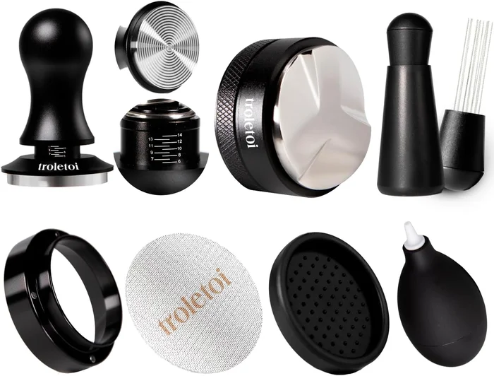 7 PCS Espresso Accessories Kit with 53.3mm Tamper, Distributor, Puck S