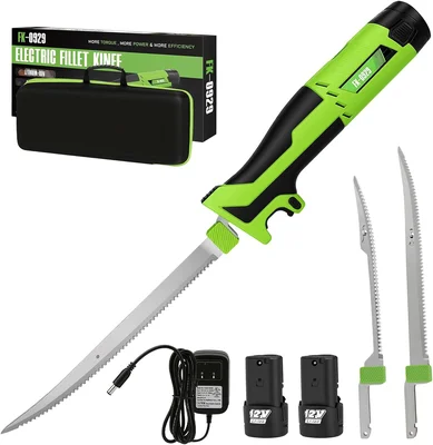 MCY 12V Cordless Electric Fillet Knife with Safety Lock and 8 10 Inch Blades