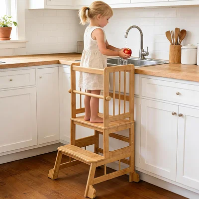 HBTower Toddler Standing Tower Kids Kitchen Step Stool with Safety Rai
