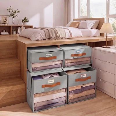 Windyun 4 Pack Dorm Under Bed Storage Drawer Organizer Bin 23.6 by 18.
