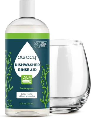 Puracy Dishwasher Rinse Aid Cleaner for Spot-Free Dishes Lemongrass