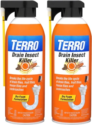 TERRO Drain Insect Killer T590 Drain Fly Killer Spray Foam Treatment f