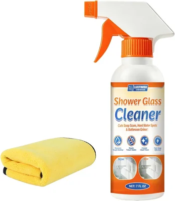 Streak-Free Shower Glass Cleaner Spray for Hard Water Stain Removal an