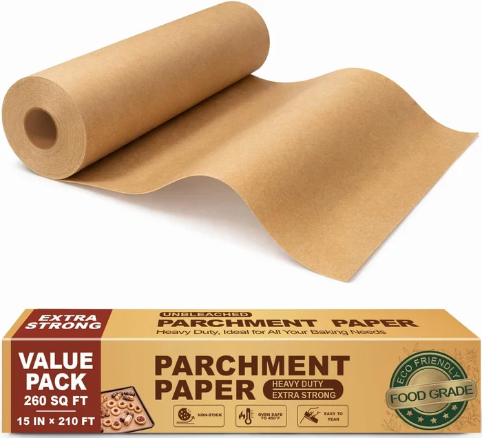 Unbleached Parchment Paper Roll, 15 x 210 ft, 260 Sq.Ft, Non-Stick