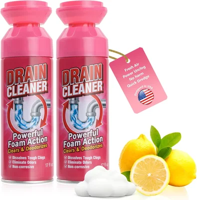 Foaming Drain Cleaner and Sink Deodorizer Eliminates Odors and Removes
