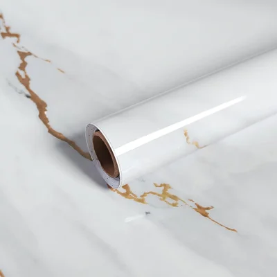 Extra Long White Marble Contact Paper 31x354 Inch Peel and Stick for C
