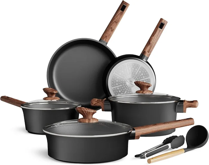 DishDelight 10-Piece Ceramic Pots and Pans Induction Cookware Set