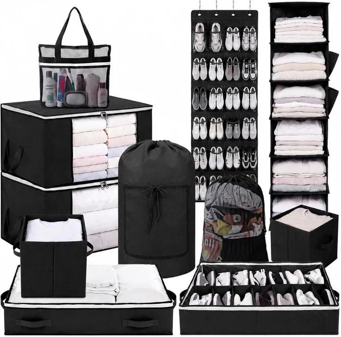Briwooody 11 Pcs College Dorm Storage Set Dorm Organizer Kit with Clos