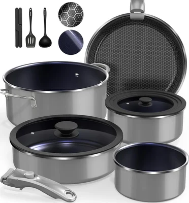 DUXANO Ceramic Pots and Pans Set Non Stick 2026 Upgraded Hybrid Frypan