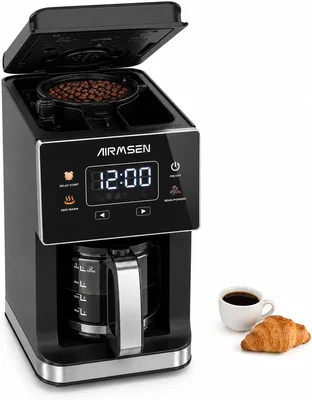 AIRMSEN Grind And Brew Coffee Maker With Built-In Grinder 5-Cup For Sm